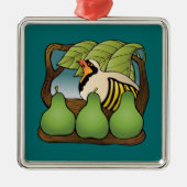 Ein Rebhuhn in einem Birnenbaum Silbernes Ornament (Vorne)