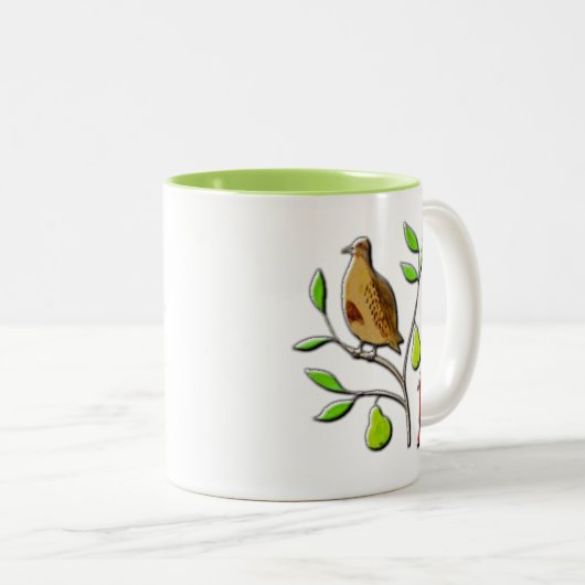 Ein Rebhuhn in einem Birnenbaum Zweifarbige Tasse (VorderseiteRechts)