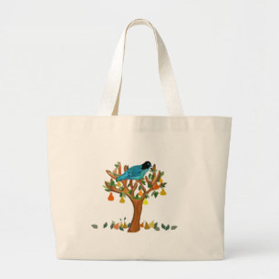 Ein Rebhuhn in einer Birnen-Baum-Leinwand-Tasche Jumbo Stoffbeutel