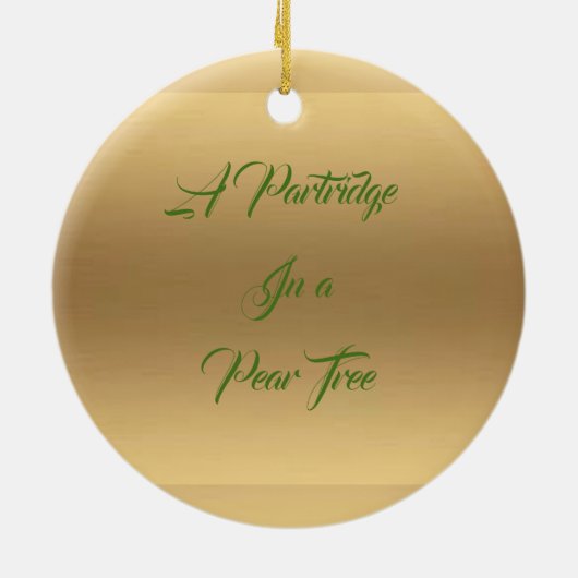 Ein Rebhuhn in einer Birnenbaum-Golddekoration Keramik Ornament (Hinten)