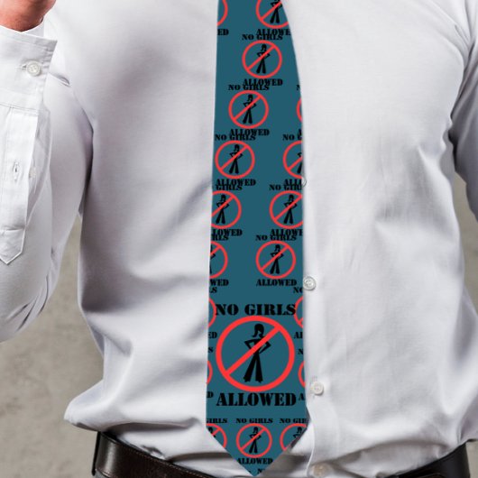 Ein Red Prohibition Sign mit einer Frau Inside. Krawatte