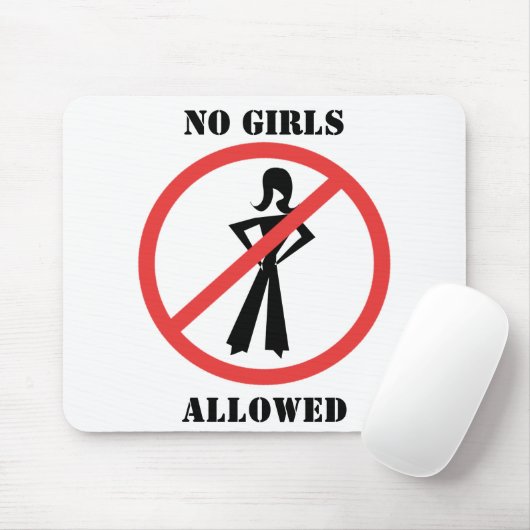 Ein Red Prohibition Sign mit einer Frau Inside. Mousepad (Mit Mouse)