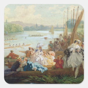 Ein Regatta bei Asnieres während des zweiten Quadratischer Aufkleber