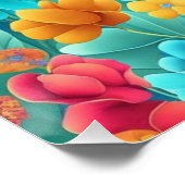 Ein Regenbogen der Blüten: Lebhaftes Blumenmuster Poster (Ecke)