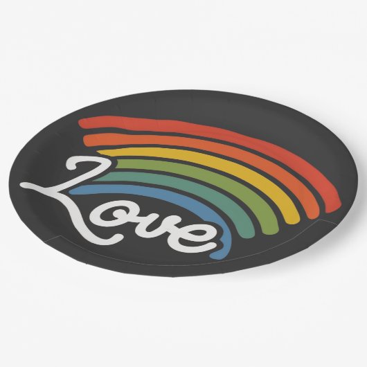 Ein Regenbogen der Liebe Pappteller (Schrägansicht)