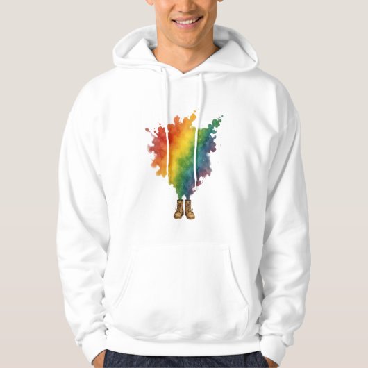 Ein Regenbogen in beigen Stiefeln Hoodie (Vorderseite)