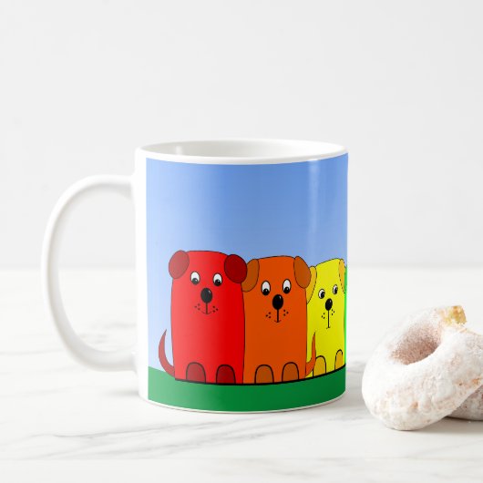 Ein Regenbogen von Welpen-Hunde Klassische Tasse, Kaffeetasse (Mit Donut)