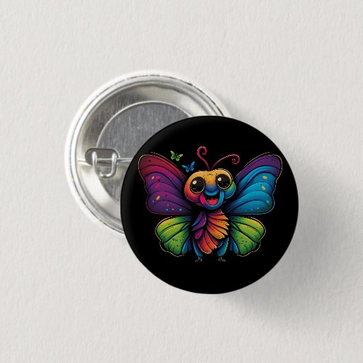 Ein Regenbogenschmetterling Button (Vorne & Hinten)