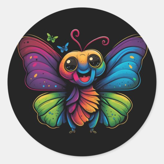 Ein Regenbogenschmetterling Runder Aufkleber (Vorderseite)