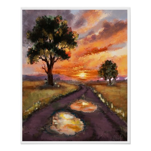 Ein regnerischer Abend, Sonnenuntergang. Poster (Vorderseite)