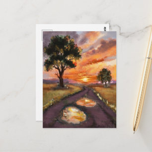 Ein regnerischer Abend, Sonnenuntergang. Postkarte