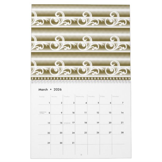 Ein reichlich farbiger Teppich weist ein symmetris Kalender (Mär 2026)