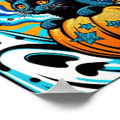 Ein reines Halloween:Spooky Black Cat on Pumpkin Poster (Ecke)