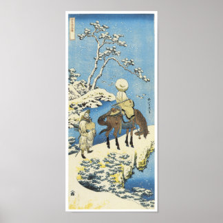 Ein Reiter im Schnee, Hokusai, 1833 Poster