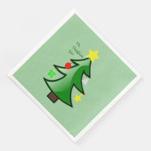 Ein reizender, dekorierter Weihnachtsbaum auf eine Serviette (Ecke)