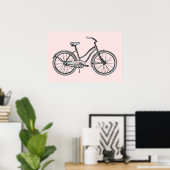 Ein Retro-Fahrrad rosa Poster (Heimbüro)