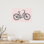 Ein Retro-Fahrrad rosa Poster (Küche)