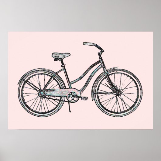 Ein Retro-Fahrrad rosa Poster (Vorne)