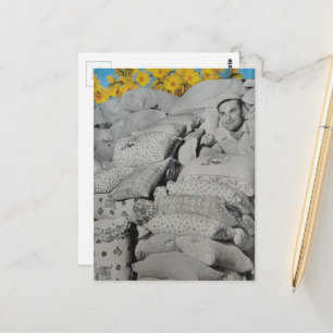Ein retro floral gedruckter Mehl Säcke Stapel Postkarte