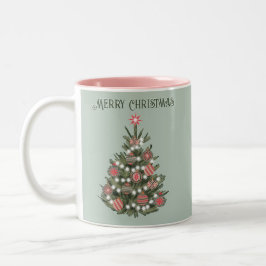 Ein Retro Frohe Weihnachtsbaum Zweifarbige Tasse