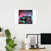 Ein Retro-Future-Synthwave-Hyper-Car-Poster Poster (Heimbüro)
