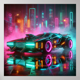 Ein Retro-Future-Synthwave-Hyper-Car-Poster Poster