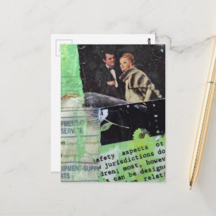 Ein Retro-Paar-Kollage auf Grün Postkarte