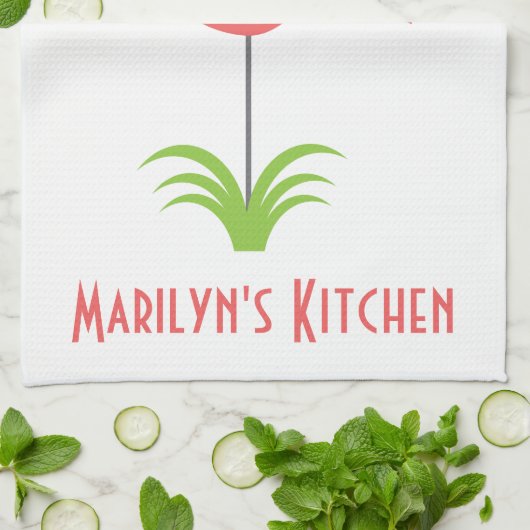 Ein Retro rosa Flamingo für die Küche Geschirrtuch (Gefaltet)