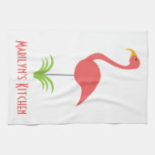 Ein Retro rosa Flamingo für die Küche Geschirrtuch (Horizontal)
