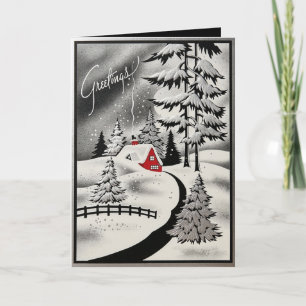 Ein Retro-Winter-Wunderland-Weihnachten Feiertagskarte