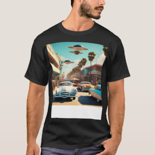 Ein retrofuturistisches Bild einer kalifornischen T-Shirt