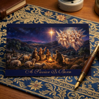 Ein Retter ist geboren Weihnachtsgrußkarte Karte