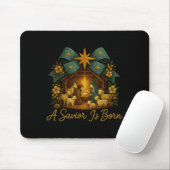 Ein Retter wird geboren Gestrickte Weihnachtskripp Mousepad (Mit Mouse)