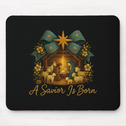 Ein Retter wird geboren Gestrickte Weihnachtskripp Mousepad (Vorne)