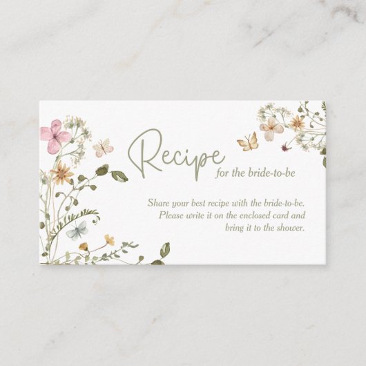 Ein Rezept für das Bride Wildblume Brautparty Begleitkarte (Vorderseite)