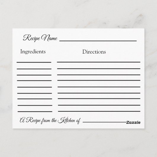 Ein Rezept für die Bride Wedding Recipe Karte (Rückseite)