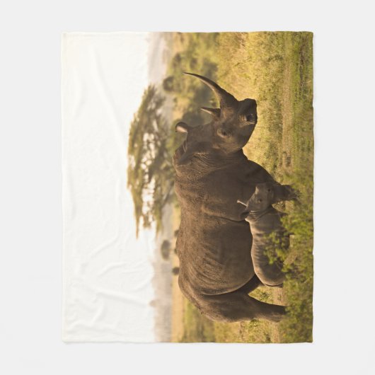 Ein Rhino mit ihrem Baby Fleecedecke (Vorderseite)