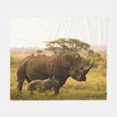 Ein Rhino mit ihrem Baby Fleecedecke (Vorderseite (Horizontal))