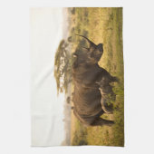 Ein Rhino mit ihrem Baby Geschirrtuch (Vertikal)