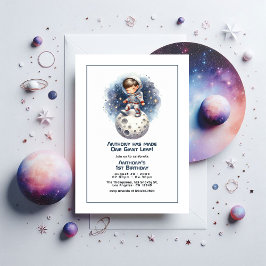 Ein Riesensprung Kleine Astronautin Geburtstagspar Einladung