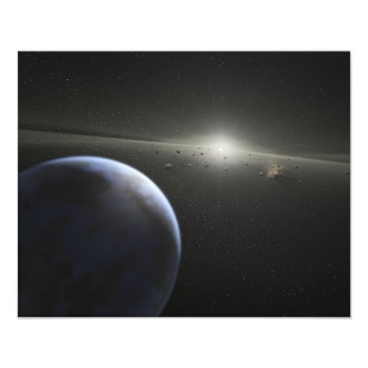 Ein riesiger Asteroidengürtel in Umlaufbahn um ein Fotodruck (Vorne)