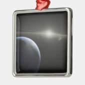 Ein riesiger Asteroidengürtel in Umlaufbahn um ein Ornament Aus Metall (Links)