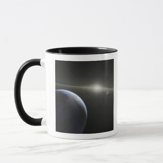 Ein riesiger Asteroidengürtel in Umlaufbahn um ein Tasse (Links)