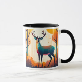 Ein riesiger Hirsch, im Wald erstarrt. Tasse
