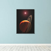 Ein riesiger Planet, der einen roten Zwerg umkreis Leinwanddruck (Insitu (Holzboden))