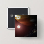 Ein riesiger Planet, der einen roten Zwergstar umk Button (Vorne & Hinten)