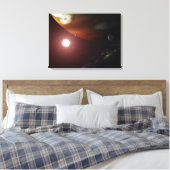 Ein riesiger Planet, der einen roten Zwergstar umk Leinwanddruck (Insitu (Schlafzimmer))