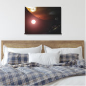 Ein riesiger Planet, der einen roten Zwergstar umk Leinwanddruck (Insitu (Schlafzimmer))