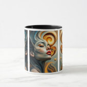 Ein riesiges, surrealistisches weibliches Gesicht. Tasse (Zentrum)