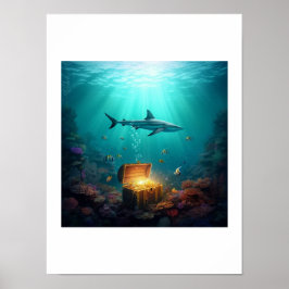 Ein Riffhai, der einen Schatz bewacht Poster